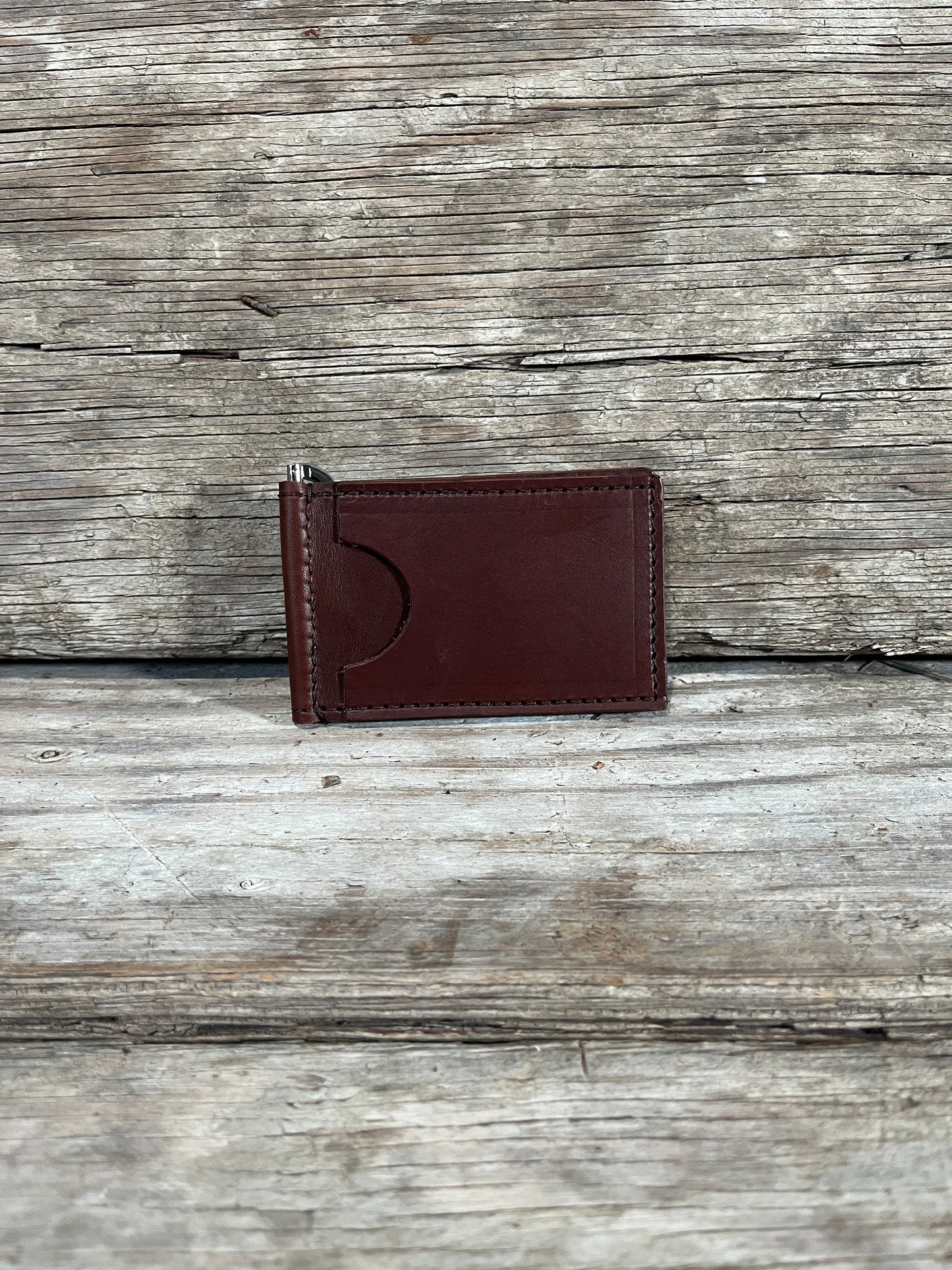 Handmade Leather Wallets, Money Clip Wallet-Brown