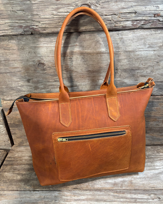 women's tan leather tote bag 