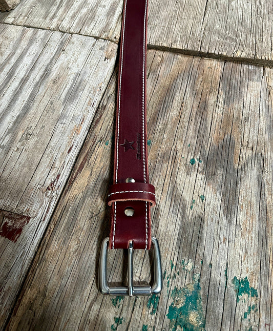 Forever Belt Stitched Latigo/Stainless Steel Buckle